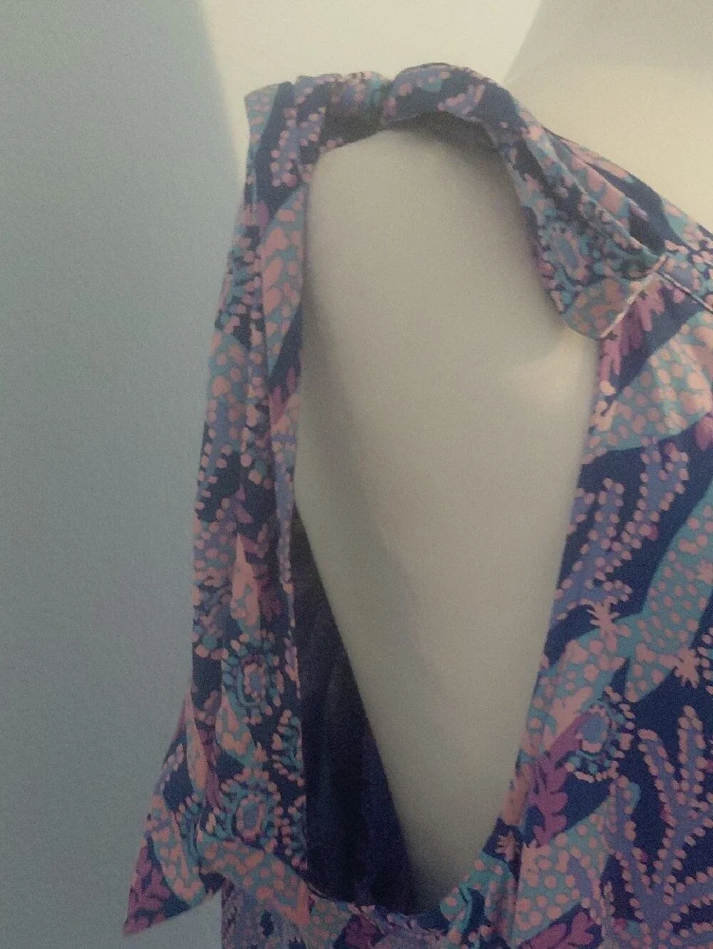 Lilly Pulitzer One-Shoulder Navy Pink Floral Print Top